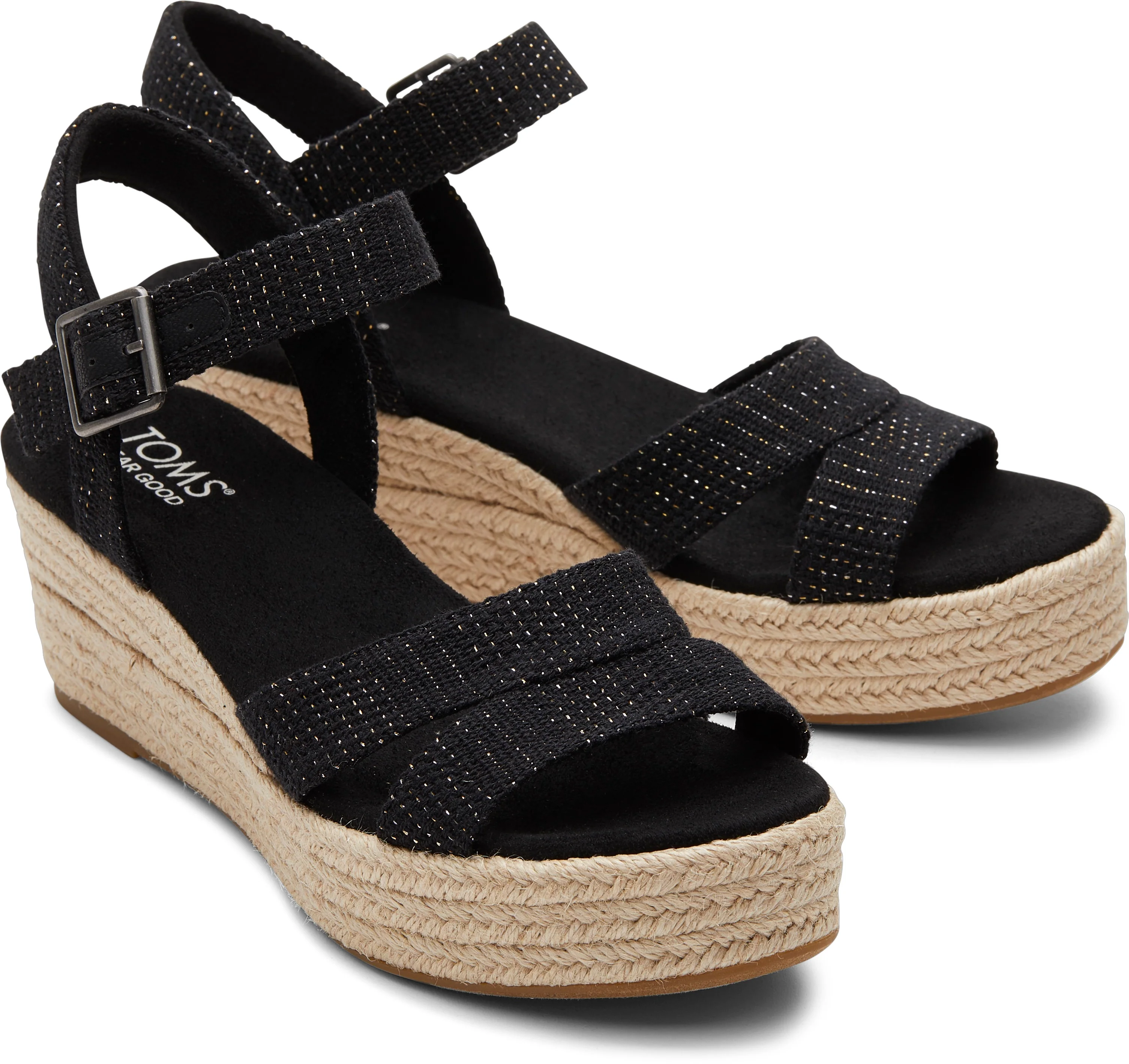 Audrey Espadrille Sandal - Black Metallic Linen Stripe - Image 3