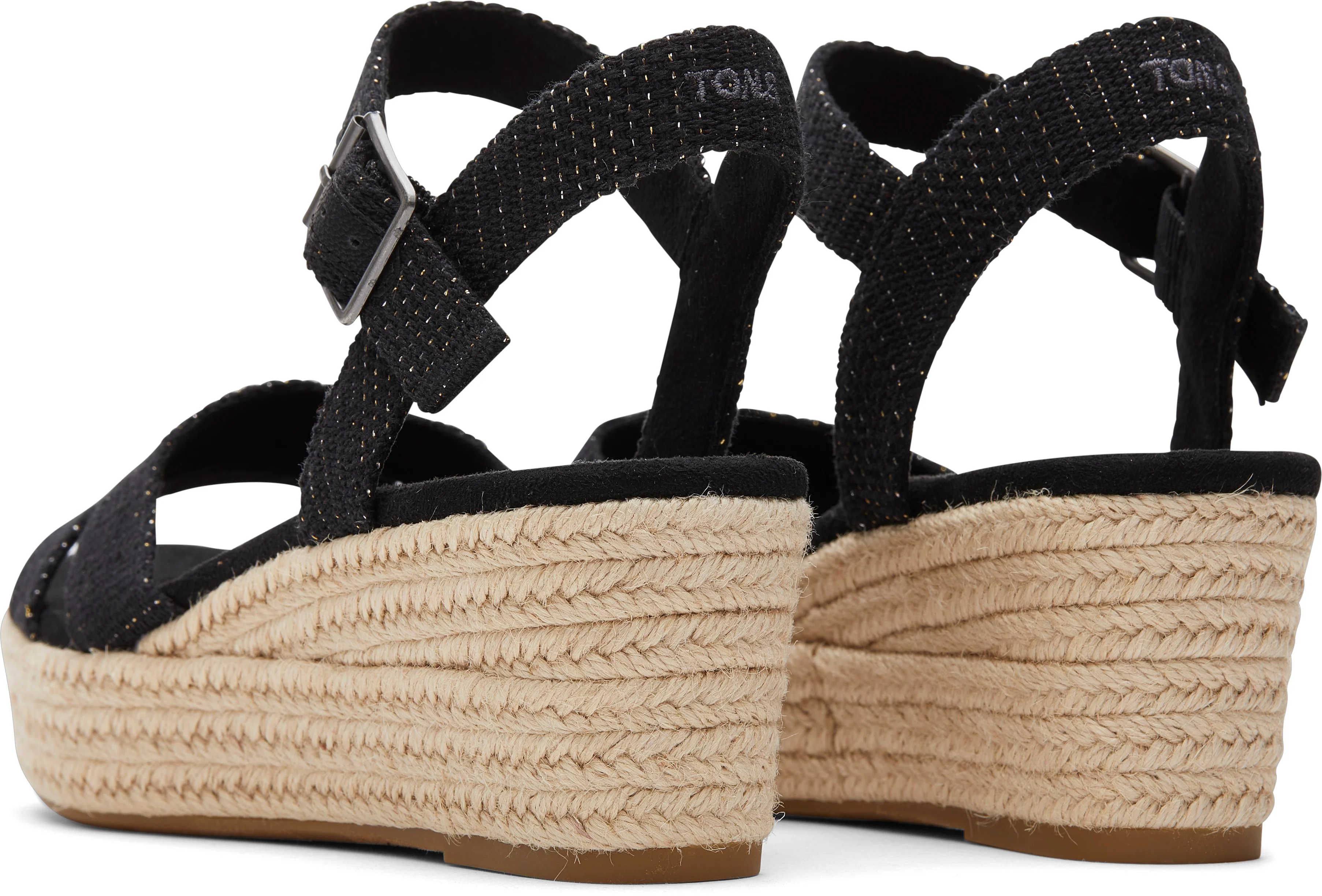 Audrey Espadrille Sandal - Black Metallic Linen Stripe - Image 4