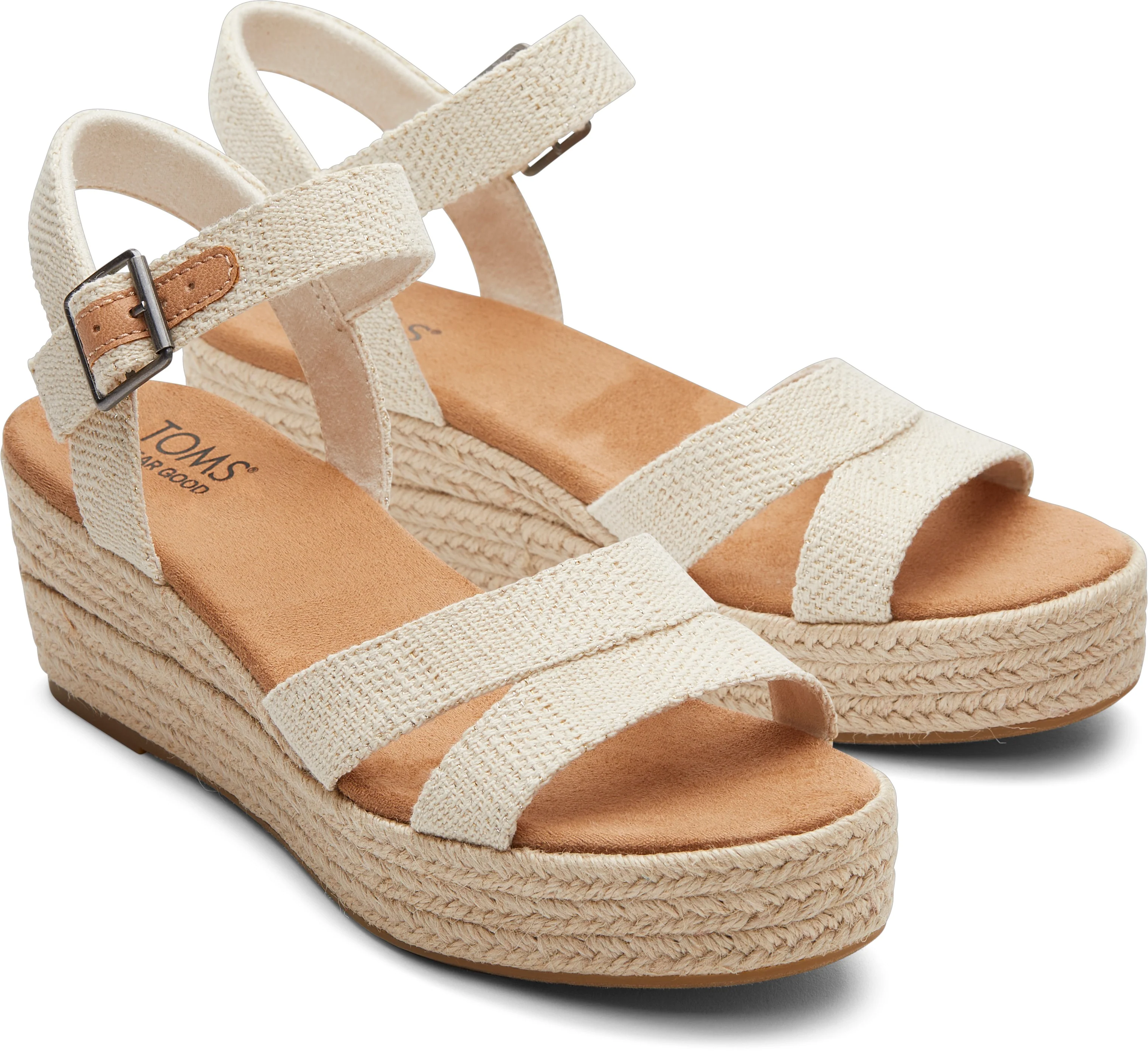 Audrey Espadrille Sandal - Natural Undyed Metallic Linen Stripe - Image 3