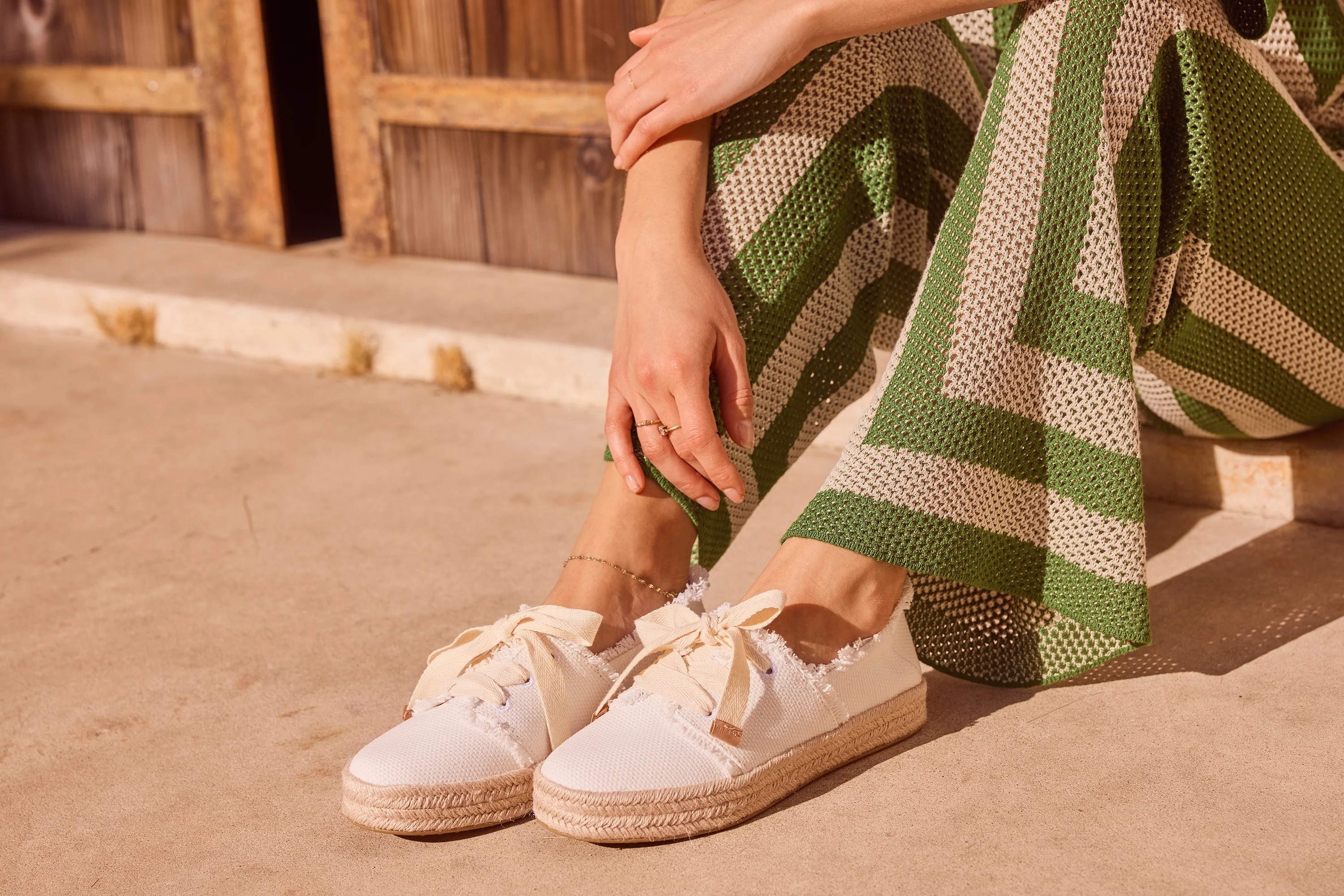 Carolina Lace-Up Espadrille - White Beachside Woven - Image 3