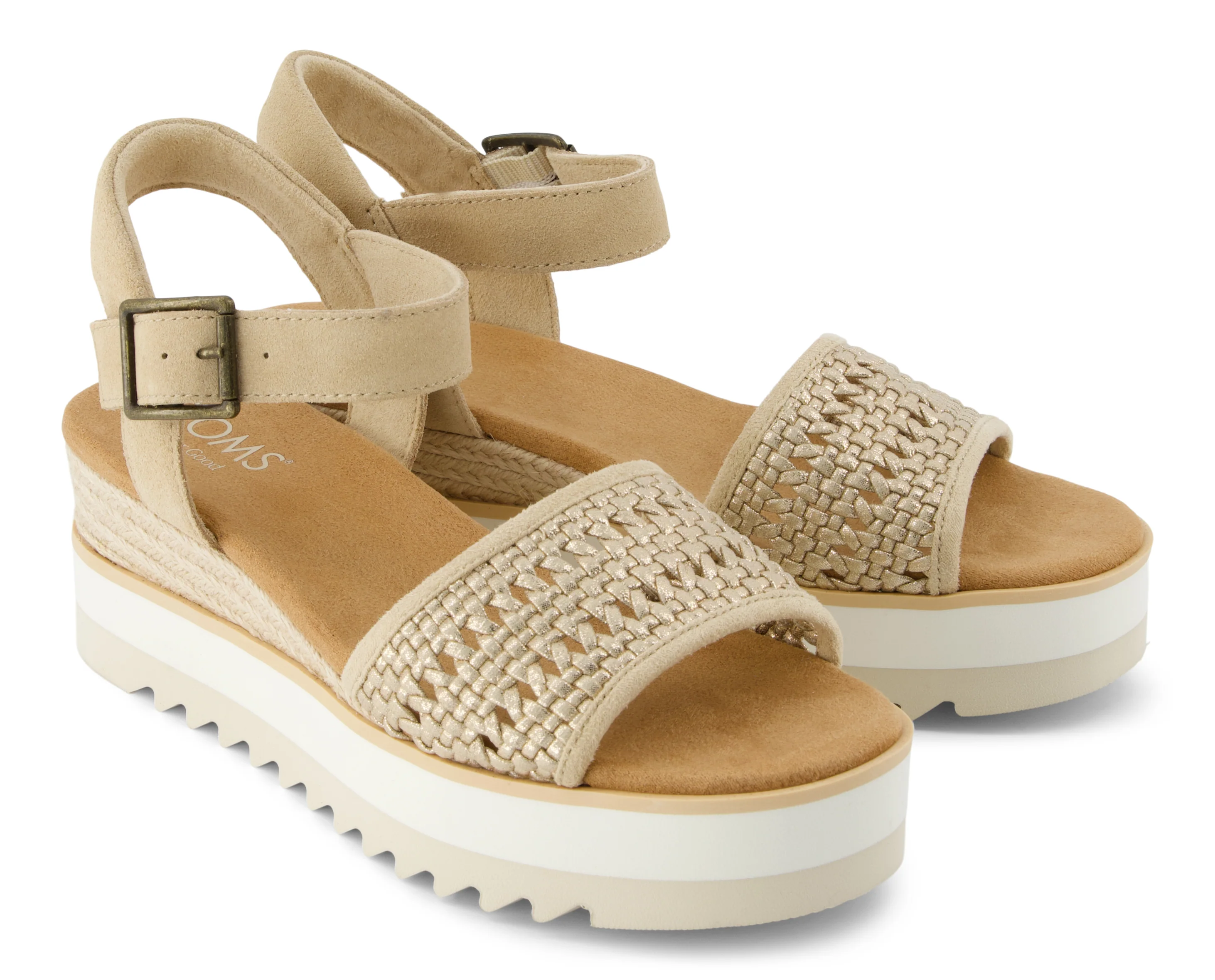 Diana Wedge Sandal - Champagne Metallic Basket Weave - Image 3