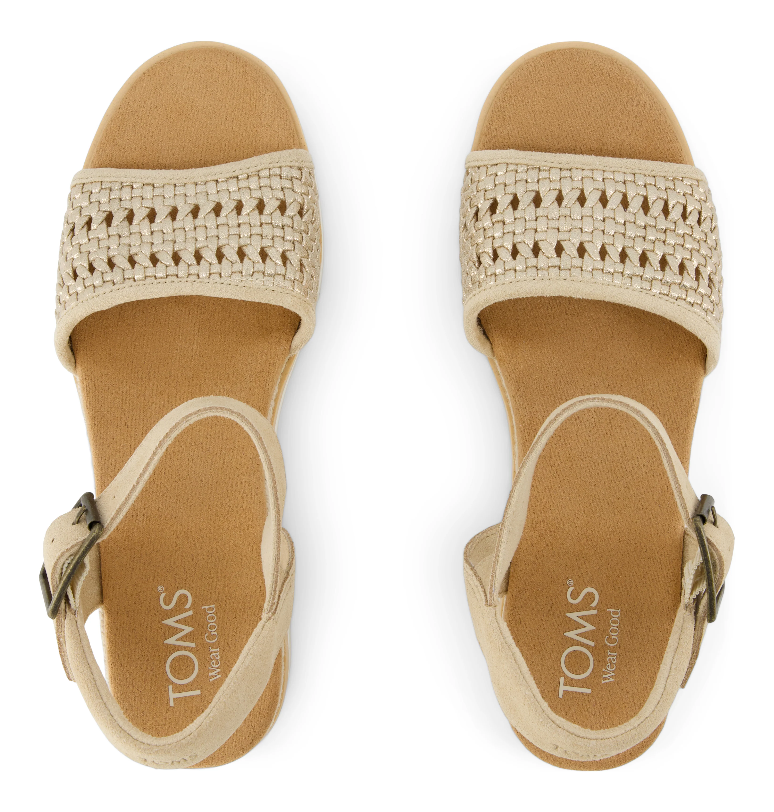 Diana Wedge Sandal - Champagne Metallic Basket Weave - Image 4