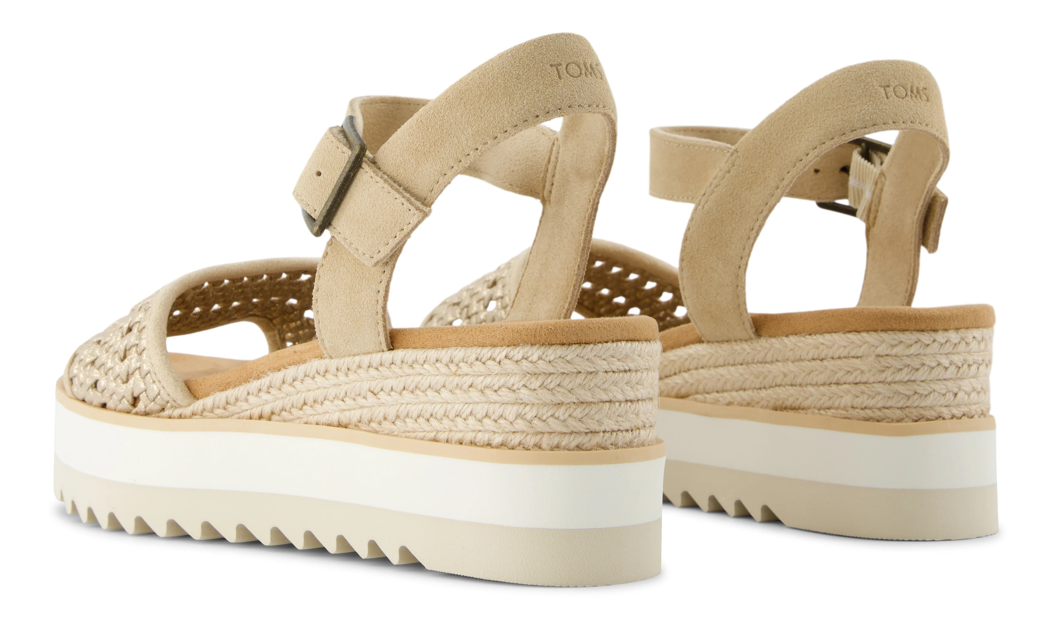 Diana Wedge Sandal - Champagne Metallic Basket Weave - Image 5